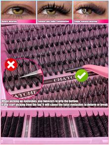 600/684/708/720pcs D-Type Curly Artificial Mink Fur False Eyelashes,Thick And Full,Light And Soft Eyelash Clusters.The False Eyelashes Are Made Of Soft Mixed Materials,Making It Easy To Create A Three-Dimensional Eye Makeup Effect.Halloween,Christmas - Multicolor - View 6