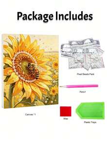 Pearl Painting With Sunflower Pattern Design Diy Handmade Sticky Diamond Creative Diamond Painting Kit With Tools And Pearl Diamond Bag Suitable For Home, Office Decoration, Gift For Handicraft Lovers, Unframed - A - View 5