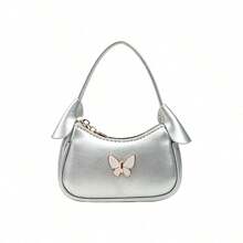 Sweet Mini Handbag For Girls, Fashionable New Butterfly Metal Decor Tote Bag, Zipper Closure PU Versatile Small Bag, Suitable For Daily Use - A - View 10