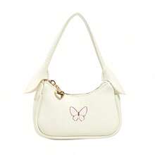 Sweet Mini Handbag For Girls, Fashionable New Butterfly Metal Decor Tote Bag, Zipper Closure PU Versatile Small Bag, Suitable For Daily Use - A - View 11