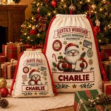 Customized Christmas Drawstring Storage Bag, Personalized Name Holiday Bag, Holiday Style, Customized Name Gift Bag, Customizable Christmas Gift - Multicolor - View 4