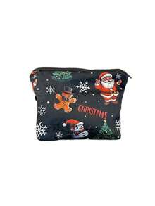 1pc Christmas Storage Bag Gift Pouch Santa Claus Gift Bag Cosmetic Bag Toiletry Bag Clutch Bag Fabric Bag - Multicolor - View 8