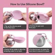 Portable Cat And Dog Water Bottle 285ML Stainless Steel Travel Dog Water Dispenser With Bowl Anti Overflow Small Dog Water Bottle, Suitable For Walking And Hiking Small Cats And Dogs Water Bottle (2 Colors Optional) - Pink - View 7