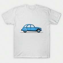 Unisex Summer/Autumn T-Shirts -  2CV T-Shirt-Streetwear,Y2k,Men,Pasha Style,Autumn Outfit,Essentials,Men's,Vintage,Personalized,Men's Cl - White - View 1