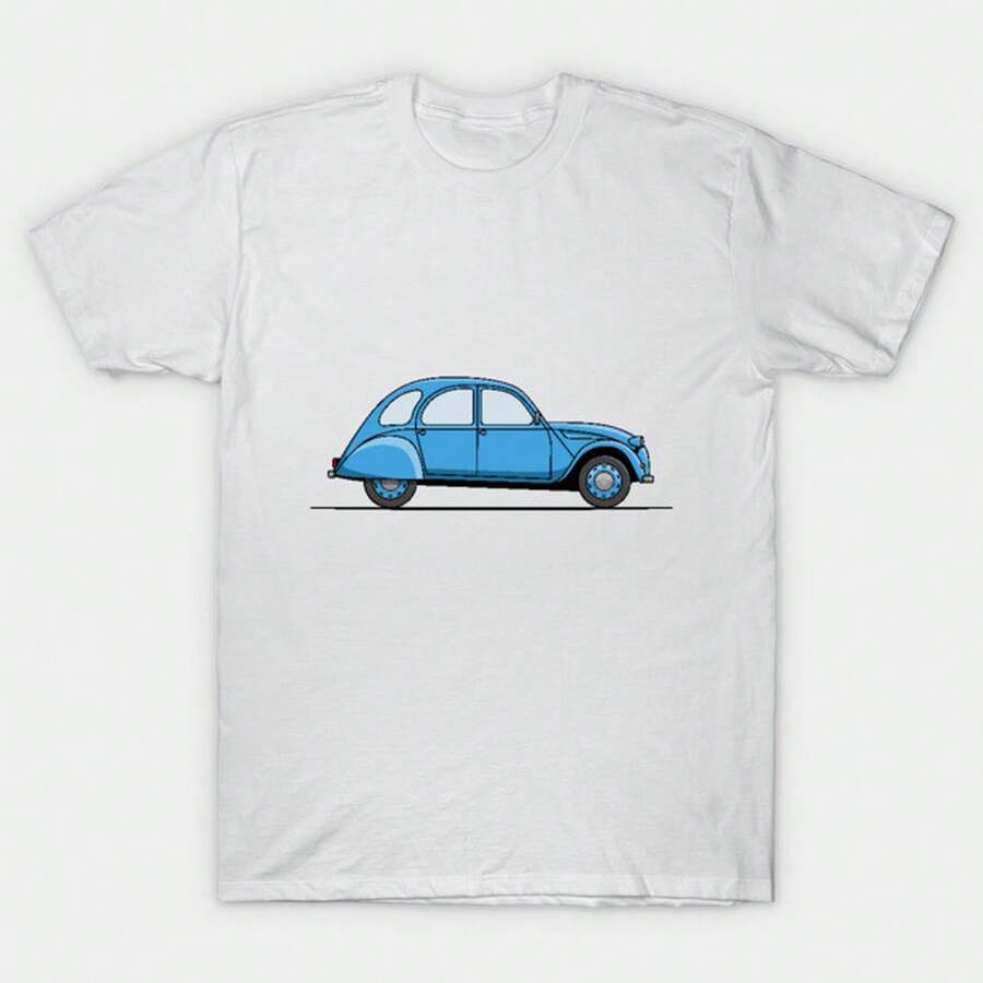 Unisex Summer/Autumn T-Shirts -  2CV T-Shirt-Streetwear,Y2k,Men,Pasha Style,Autumn Outfit,Essentials,Men's,Vintage,Personalized,Men's Cl - White - View 1