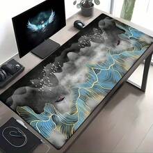 Luckybutterfly 1PC Chinese Style Mountain Landscape Large Mouse Pad Non‑Slip Extended Desk Mat Gaming Keyboard Mousepad For Home Office - Black and White - View 9