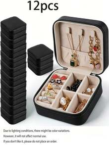 1/6/12pcs Mini Jewelry Box Wholesale, Jewelry Storage Box, Portable Travel Zipper Organizer, For Rings Earrings Necklaces And More, Home Decor, New Year Gift, Valentine's Day Women Christmas Gift, Jewelry Box - Multicolor - View 11