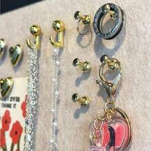 100pcs Gold-Plated Plastic Push Pins (With Storage Box), Hooks, Star/Heart-Shaped Decorative Pins, Long Tail Clips And I-Shaped Nails Multi-Function Office Stationery Set, With Transparent Storage Box. Suitable For Cork Board Decoration, Bulletin Board Arrangement, Photo Wall Embellishment, Document Fixing, Map Marking, Handmade DIY Projects, And Classroom, Dormitory And Desktop Organization. - Sets - View 6