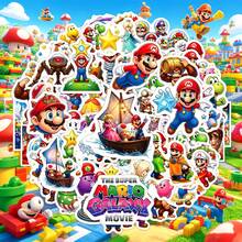 SUPER MARIO BROS. 1set/100pcs Cartoon Game Character Waterproof Stickers, Assorted Patterns With Luigi And Y‑Oshi. Decorate Laptops, Water Bottles, Skateboards And Scrapbooks. Decent Gift For Children, Game Collectors And Close Friends. (Stochastic Style) - Multicolor - View 5