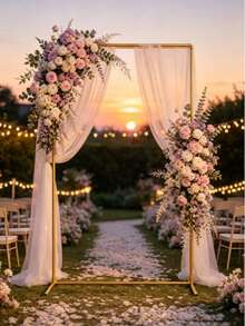 Golden Square Ironwork Wedding Background Arch Frame, Multi-Sized Square Metal Background Frame, Outdoor Wedding Ceremony Party Decoration Support Frame - View 6