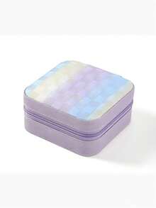 1pc Portable Travel Mini Jewelry Box, Leather Jewelry Ring Storage Box, Gradient Color Grid Storage Box, Gift Box, Jewelry Box, Meets Daily Jewelry Storage And Travel Needs, Mini Storage Box Can Be Shared With Family, Convenient For Daily Use. - Multicolor - View 13