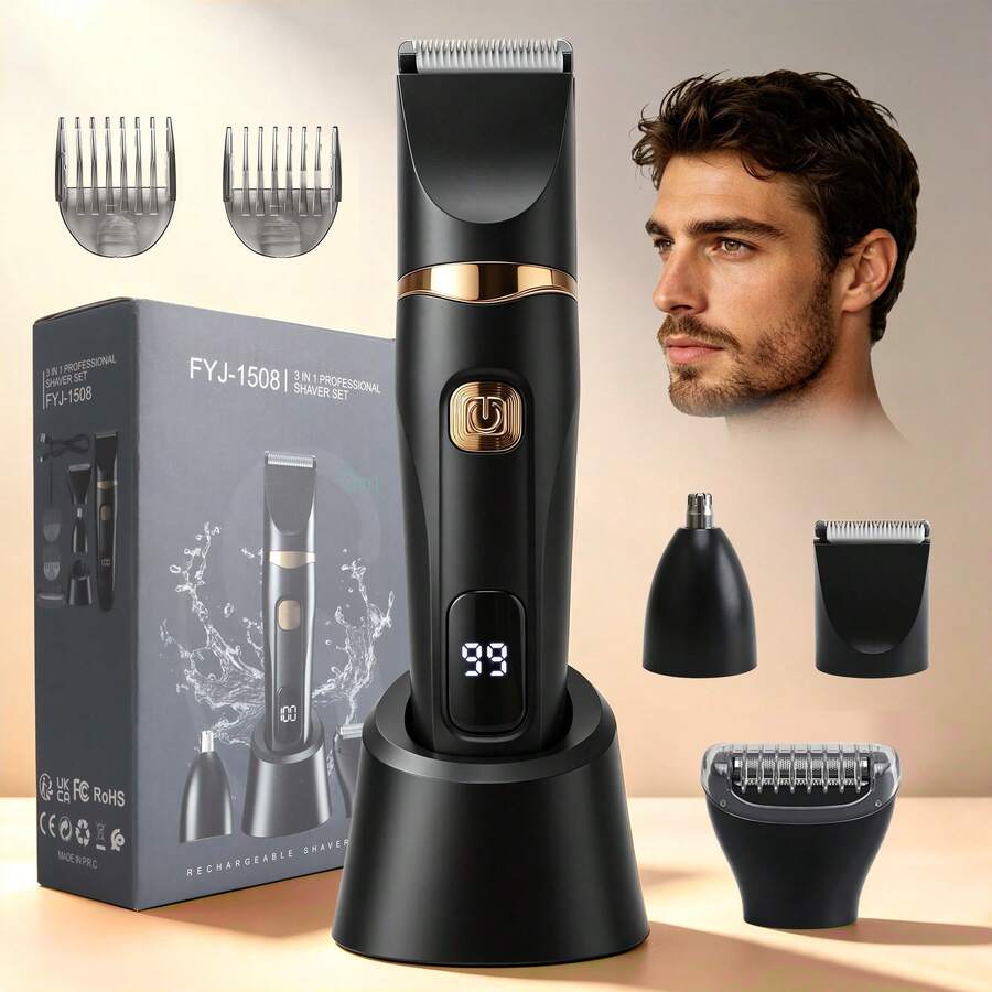 4-In-1 Multi-Function Women's Electric Shaver USB Rechargeable Body Hair Removal Set, Includes Charging Base And Guide Comb, Suitable For Bikini Area, Legs And Underarm Hair Trimming - Black - View 1