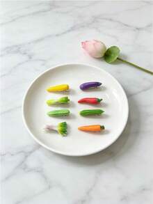 8pcs Realistic Vegetable Hair Clips Funny Personalized Carrot Eggplant Corn Bangs Clips Girls Fun Side Hair Clips Hair Accessories - Multicolor - View 2