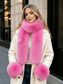 3 Piecesimitation Fox Fur Warm Scarf Sleeve Set, Suitable For Winter, Autumn, Wedding Event, Holiday Beach Date, Valentine's Day Gift,Halloween - Multicolor - View 5