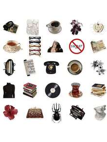 50pcs Museum Stickers, PVC Material, Creative Aesthetic Design, Suitable For Phone Case, Tablet, Phone, Laptop, Luggage, Car, Notebook, Helmet, Guitar, Skateboard, Storage Box, Computer, Scrapbook Supplies - 50pcs - View 3