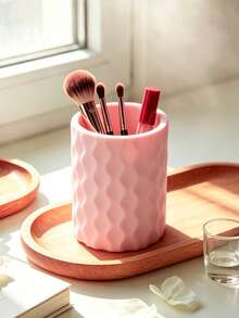3D Printed Wavy Makeup Brush Holder, Vanity Makeup Brush Pen Holder, Desktop Cosmetic Storage Bucket, 3D Printed One-Piece Molded Large Capacity Cylindrical Design, Easy To Clean, Multi-Purpose, Multi-Scenario - Multicolor - View 4