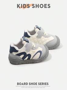 1 par quiltade retro sneakers för småbarn med färgblock, stängd tå, kardborre och platt sula, för förskola och street wear [välj efter faktisk innersulans längd i cm] - Grå - Visa 5