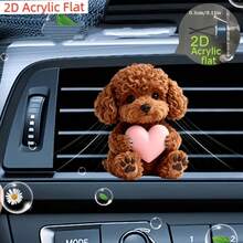 2D Flat Teddy Bear Heart-Shaped Car Air Vent Clip With Car Aromatherapy Diffuser, Refillable Fragrance, Cute Car Interior Decoration - A - View 5