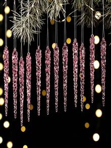 12pcs Transparent Acrylic Icicle Hanging Decorations, Shiny Blue Artificial Crystal Icicle Pendant Lights, Window Decor Home Decor, Indoor Window Decoration, Wedding Party, Glass House Decoration, Room Decoration, Bedroom Decoration, Wall Art, Living Room Wall Art, Garden Decoration, Outdoor Bedroom Decoration, Christmas Tree Decoration, Winter Holiday Party, Christmas Home Decor Pendant Lights, Elegant Winter Wonderland Christmas Decoration - Multicolor - View 14