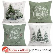 4pcs/1pc Christmas Snowflake Christmas Tree Pattern Pillow Case, Single-Sided Printed Pillow Case, Suitable For Living Room Bedroom Home Decor, All Season Pillow Case - Multicolor - View 13
