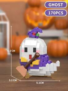 Halloween Series Building Block Set, Gift Assembly Toy, Arent-Child Interactive Party Game, Halloween Series Model Building Block Set, Holiday Decor/Desktop, Early Learning Educational Stem Toy, Birthday Gift, Halloween Thanksgiving Party Favor/Gift - Multicolor - View 14
