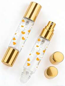 Travel Mini Perfume Refillable Spray Bottle, 10ml Perfume Travel Refill, Dual-Head 2-In-1 Perfume Decant Bottle, Roller Ball & Spray Function, Daisy & Heart Print Pattern Cosmetic Bottle, Perfume Travel Spray Decant Bottle - Multicolor - View 2