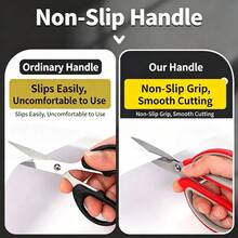 1pc High-Quality Tailor Scissors, Heavy Duty Multi-Purpose Stainless Steel Sewing Fabric Shears, Comfortable Grip, Professional Handmade Use - Red - View 2