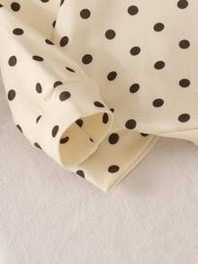 2pcs Baby Girls Vintage Sweet Style Polka Dot Round Neck Long Sleeve Sweatshirt With Side Ribbon Bow Straight Leg Pants Set, Spring/Autumn - Champagne - View 5