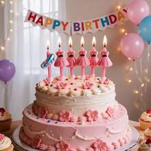 HIBIRTH 8pcs Creative Pink Dress & High Heel Candle Cake Decor, Evening Gown Candle For Girlfriend, Best Friend Birthday Party Celebration Baking Topper - View 4