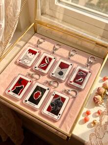 1pc/7Pcs Halloween Six Of Crows Complete Set Acrylic Keychains, Grishaverse Novel Character Pendants, Crow Gang Book Fan Backpack Charms Collection Gift High Transparency Material, Suitable For Phone, Kindle, Bag, Keychain Decoration. - Multicolor - View 4