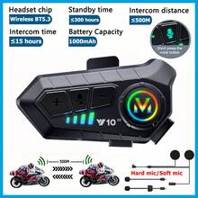 Y10 2X Motorcycle Helmet Wireless Headset, Supports Bluetooth 5.3 Wireless Connection, Intelligent Noise Reduction Technology, HiFi Audio Quality, Supports Simultaneous Connection Of Two Phones, Supports AI Voice Assistant, Built-In 1000mAh Large Capacity Battery, Equipped With Different Types Of Microphones, Suitable For All Helmet Styles, Preferred Equipment For Outdoor Riding - Helmet Headset - View 2