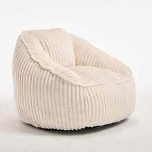 Memory Foam Pouf, Striped Bubble Plush, Soft, Comfortable, Cozy Sofa For Living Room, Apartment, And Dorm - Beige - View 5