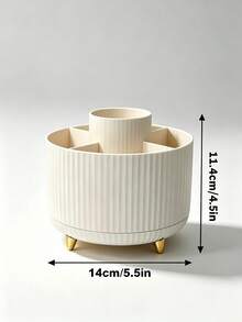 360° Rotating Makeup Organizer 1pc Plastic Cosmetic Storage 5-Compartment Design Can Store Brushes, Eyebrow Pencils And Lipsticks Portable Vanity Storage Box Suitable For Vanity, Bathroom, Office Desk Stationery Storage Or Travel Durable PP Material - Multicolor - View 4