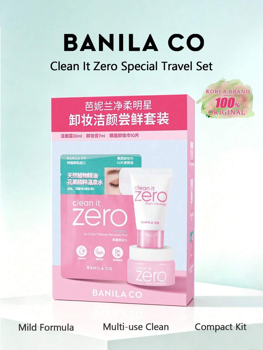 Banila Co Clean It Zero Special Travel Set, Cleansing Cream 30ml + Balm 7ml + Remover Pads 10pcs, Gentle Deep Clean, Melts Makeup, For All Skin Types, K-Beauty, Korean Makeup, , GIFT