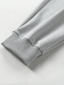 Blueprint Man 1pc Men's Light Gray Jogger Sweatpants, Elastic Drawstring Waist Adjustable For Different Waist Sizes, Soft Knit Fabric, Comfortable And Skin-Friendly, Casual Minimalist Style, Suitable For Daily Wear And Commuting, Men's Long Pants - Light Grey - View 8