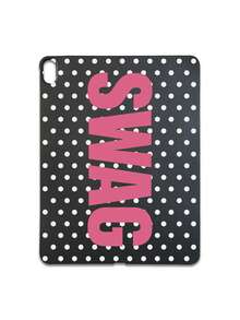 1pc Y2K Millennium Hot Girl Style Black Background White Polka Dot SWAG Fuchsia English Print Tablet Protective Case, Ins Influencer Cool Personalized Full Coverage Anti-Drop Black Matte Soft Shell, Suitable For Personal Use, Birthday Gift Choice; Compatible With Ipad Case, - Black - View 12