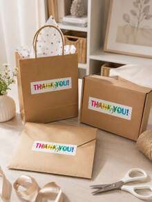 1pc Rainbow Thank You Stickers Roll, Colorful Appreciation Labels, Cute Boutique Packaging Seals, Small Business Gift Wrapping, Party Favor Decoration Supplies - Multicolor - View 7