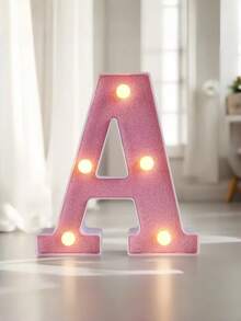 1pc Pink Sequin Glowing Letter/Number Desktop Decorative Night Light, Romantic Proposal Birthday Party Atmosphere Light, Guide Light - Q2-pink Letter Light - View 20