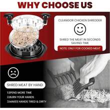 Large Chicken Shredder Tool Twist & Visible Lid Meat Shredder. Heavy Duty Fast Meal Prep Gadget For Chicken Breast & Pulled Pork. Anti-Slip Kitchen Accessory For Tacos, Enchiladas & BBQ. Perfect Cooking Gift For Foodies & Busy Moms. - Multicolor - View 9