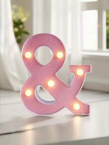 1pc Pink Sequin Glowing Letter/Number Desktop Decorative Night Light, Romantic Proposal Birthday Party Atmosphere Light, Guide Light - Q2-pink Letter Light - View 25