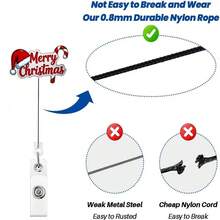 1pc Christmas Retractable Badge Holder, Christmas Hat & Candy Pattern ID Card Clip, Suitable For Nurses, Doctors, Teachers, Back To School, Halloween, Christmas - A - View 3