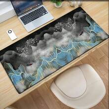 Luckybutterfly 1PC Chinese Style Mountain Landscape Large Mouse Pad Non‑Slip Extended Desk Mat Gaming Keyboard Mousepad For Home Office - Black and White - View 8