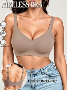 Women's Seamless Wireless Bra, Comfortable & Soft, Good Support, Tank Top Style, Breathable & Invisible, Suitable For Close-Fitting Wear, Anti-Sagging, Side Support - Dusty Blue - View 7