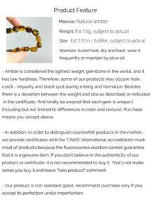 Certificate Of Authentication Natural Amber Beaded Bracelet Natural Inclusion Included Fossilized Resin Gemstone Calm And Peace Accessorized - Multicolor - View 5