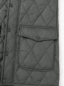 Men's Autumn/Winter Fashion Long Sleeve Colorblock Collared Padded Coat, Suitable For Daily Commute And Vacation - Green - View 9