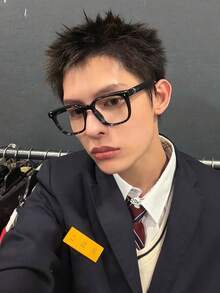 1 Pair Fashion Casual Personalized Star Design Black Frame Plain Lens Decorative Glasses - Clear - View 8