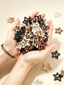 20pcs Girls Brown Tone Cute Sweet Star Forehead Bangs Hair Clips Suitable For Daily Matching - Multicolor - View 4