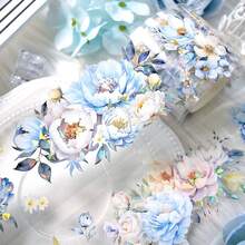 2m/Roll Cherry Blossom PET Washi Tape Floral Transparent Sticker Decorative Tape, Suitable For Diary, Scrapbook, Planner Stationery, 100cm Loop - Flowers - View 5