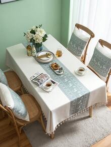 1pc Autumn/Winter Christmas Jacquard Tablecloth, Green Deer Pattern, Rectangular Tablecloth, Dining Table Cloth, Holiday Home Decor, Party Tablecloth, Suitable For Kitchen, Dining Room, Gathering, Living Room, Holiday, Party, New Year Decoration, Christmas Decoration, Christmas Gift, Autumn Decoration, Merry Christmas - Green - View 4