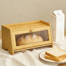 1 Pc Bamboo Flip‑Top Bread Storage Box, For Storing Bread, Baked Pastries And Various Snacks, Suitable For Kitchen Countertops, Bread Storage, Pastry & Snack Organizing And Home Baking Storage - Multiple Specifications - View 4